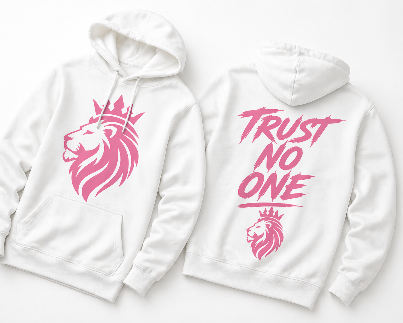 Lionheart Pink Crown Hoodie “Trust No One” Streetwear Unisex