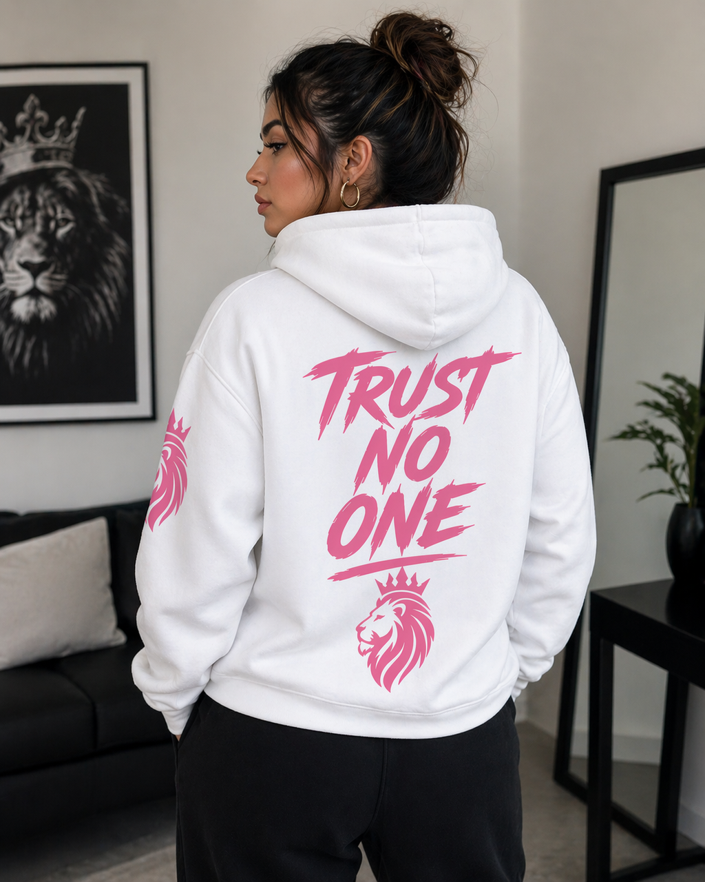 Lionheart Pink Crown Hoodie “Trust No One” Streetwear Unisex