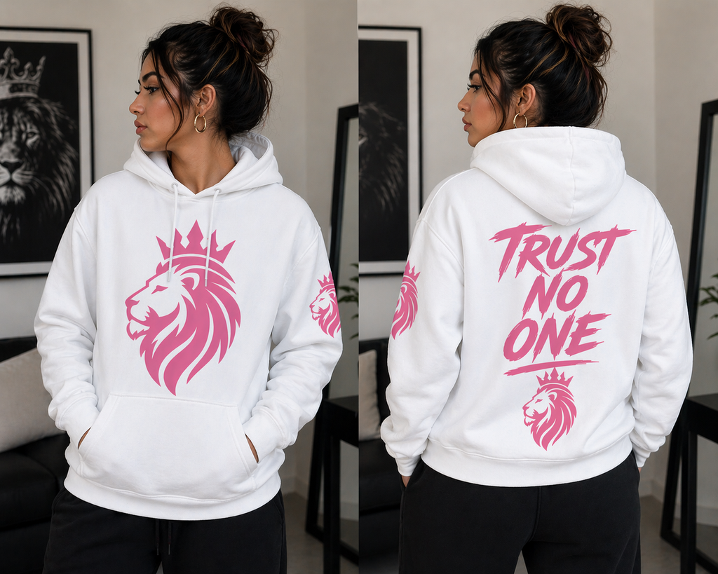 Lionheart Pink Crown Hoodie “Trust No One” Streetwear Unisex