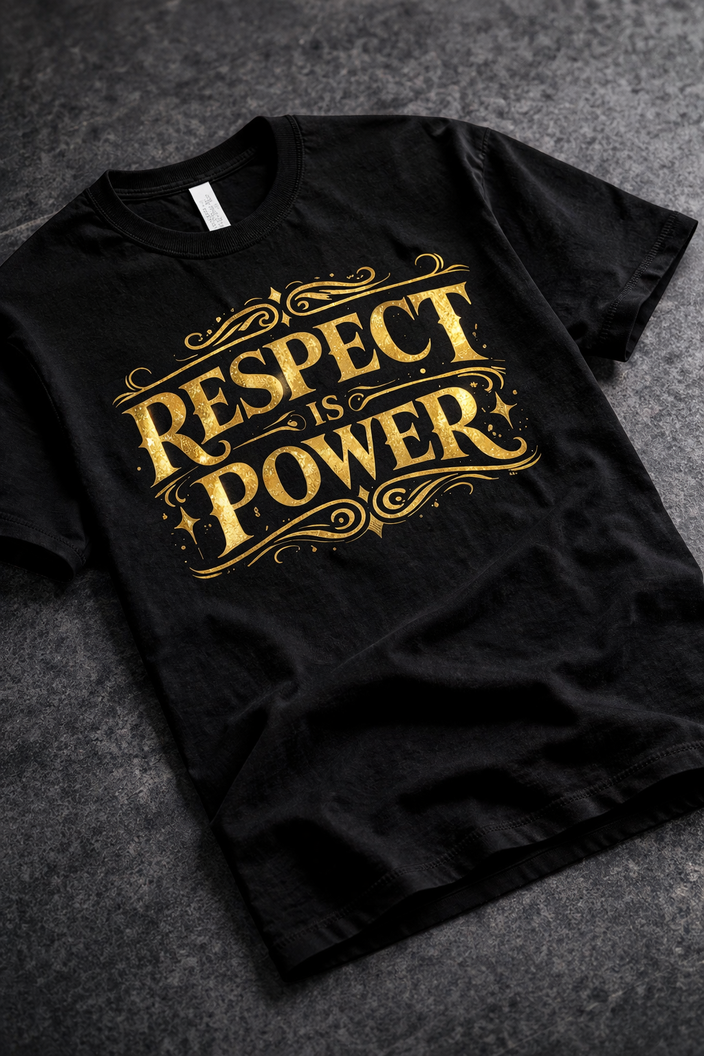 Respect Is Power Black T-Shirt Gold Edition