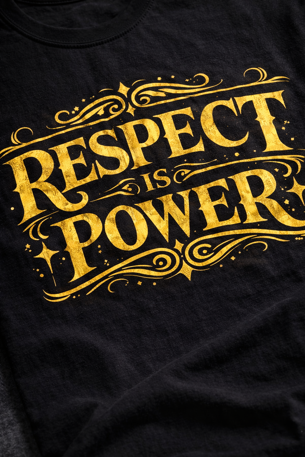 Respect Is Power Black T-Shirt Gold Edition